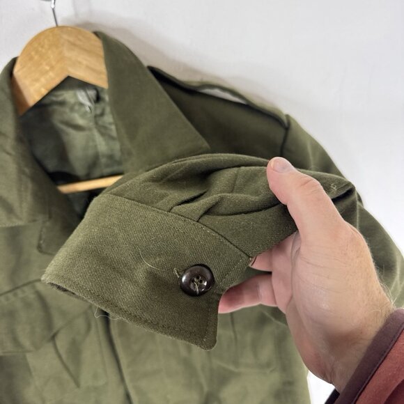 Vintage 1950s Canadian Army Wool Battle Dress Jacket P50 Olive Military 39 M - Picture 2 of 7